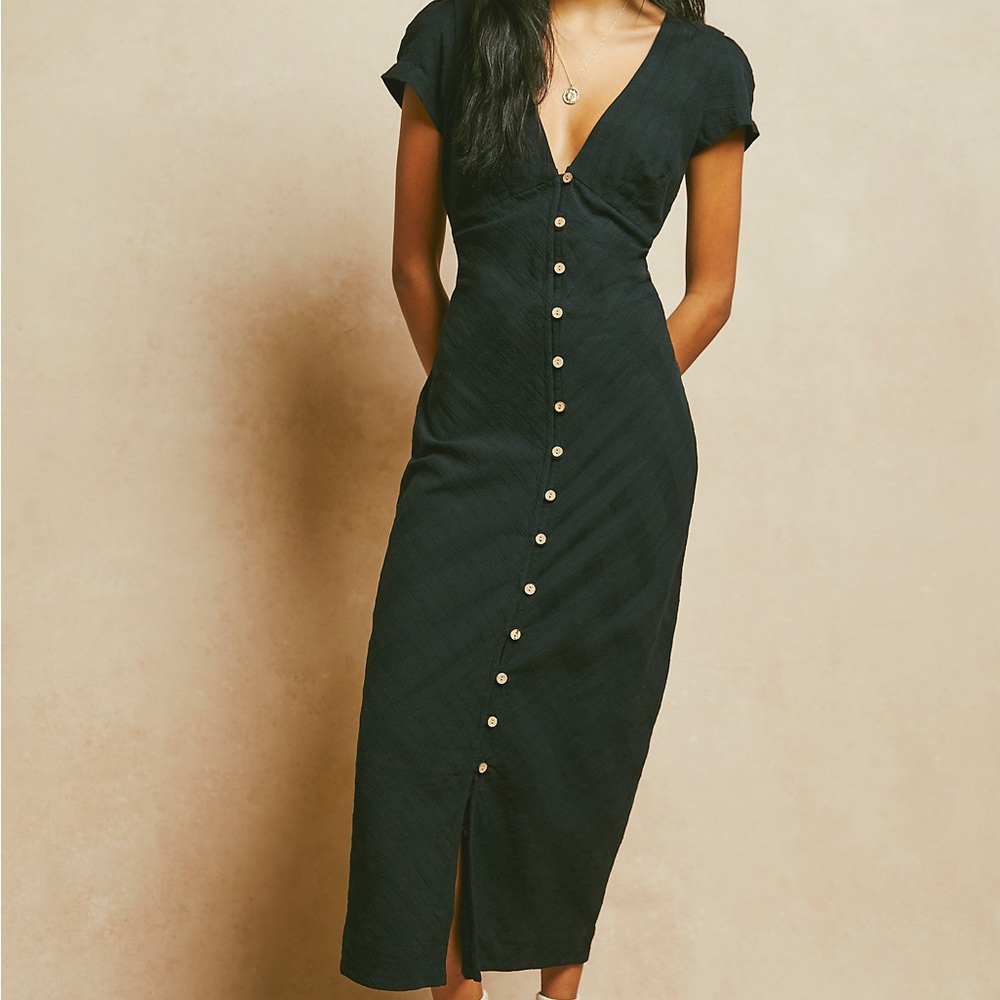 FREE PEOPLE ENDLESS SUMMER Sz S NEW IN TOWN MIDI DRESS IN BLACK
